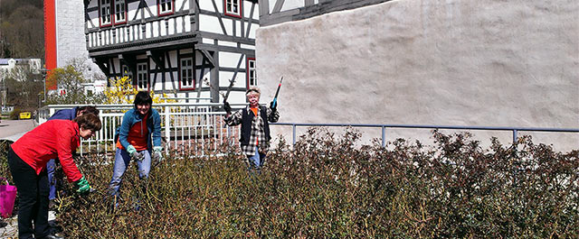 Pflege des Rosenbeetes am Waffenmuseum Suhl, Freie Whler Suhl