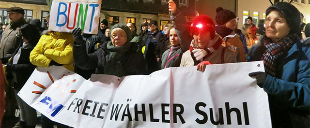 Freie Whler auf der Montagsdemo Sdthringen gegen Sgida